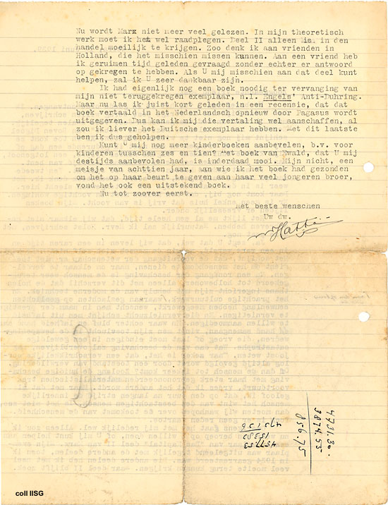 Hatta aan Post, 12 juni 1939