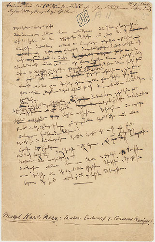 Manifesto in Marx's handwriting