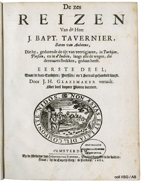 De zes reizen van den Heer J. Bapt. Tavernier...(Title page)