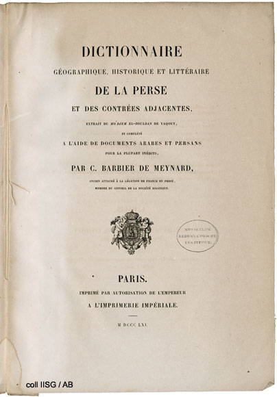 Dictionnaire géographique, historique et littéraire de la Perse et des contrées adjacentes