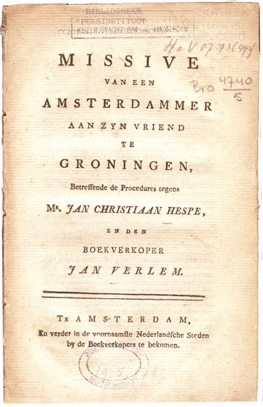 Alethophilus, Missive van een Amsterdammer