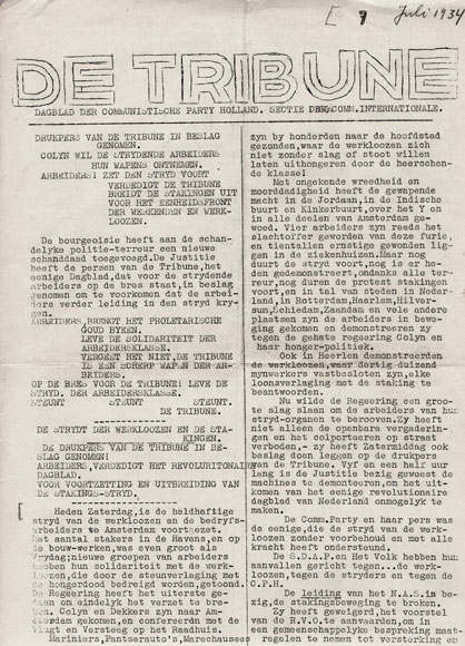 Nooduitgave van De Tribune van 7 juli 1934
