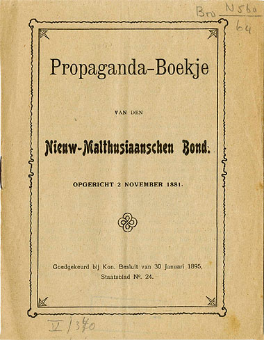 Propaganda-boekje van den Nieuw-Malthusiaanschen Bond