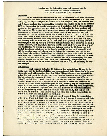 Verslag van de conferentie in Stockholm, 1938