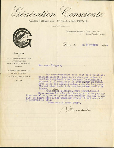 Letter from E. Humbert, September 1911